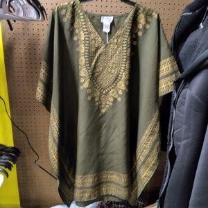 Green and Gold Kaftan Top